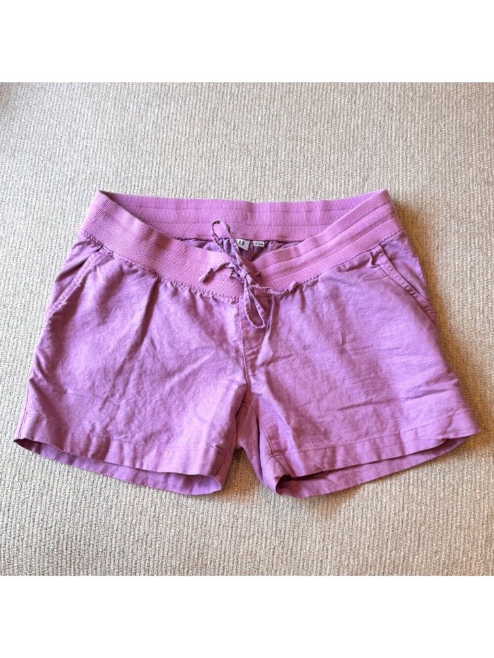 Gap Maternity Size Small Under the Belly Linen-Cotton Shorts Pink Drawstring